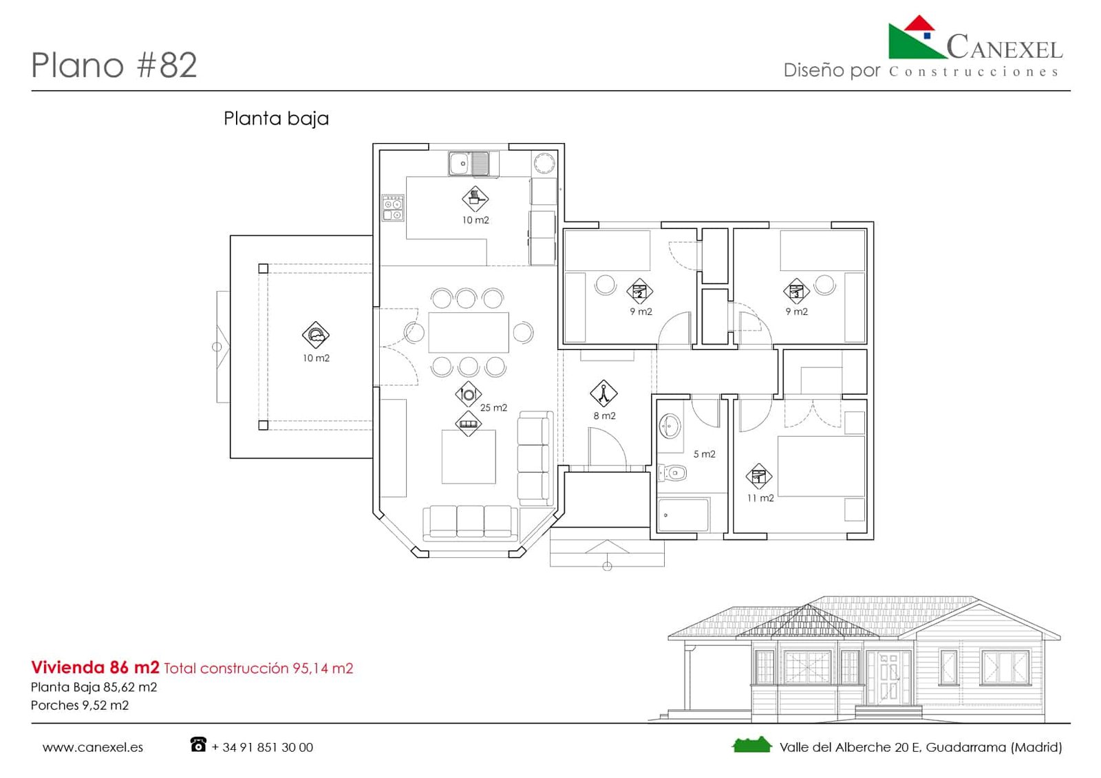 Planos de casas de una planta - Canexel - Casas de madera