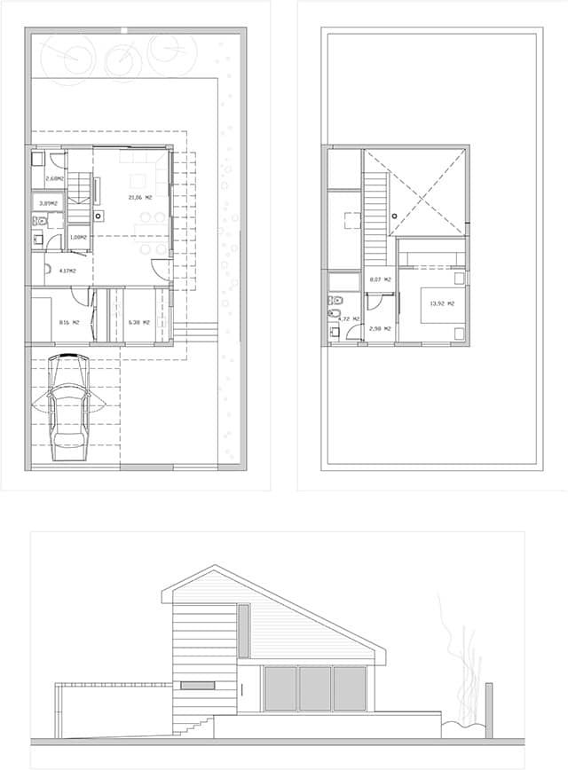 Imagen de Diseñar una casa en una parcela pequeña en Canexel diseño casa en parcela pequeña boceto alzado