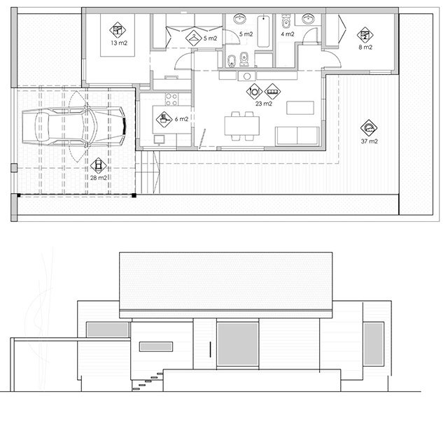 Imagen de Diseñar una casa en una parcela pequeña en Canexel diseño casa en parcela pequeña planta alzado.jpg