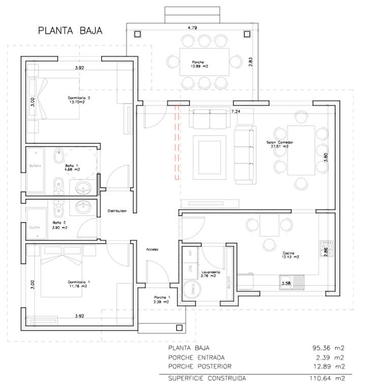 plano casa de madera